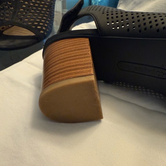 Relativity Black Heeled Boots with Peep-Toe Design - Picture 6 of 6